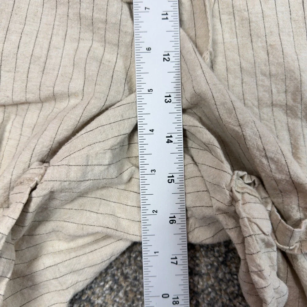 Lane Bryant‎ Pinstripe Linen Blend Shorts Beige Plus Size 22/24 Drawstring Waist
